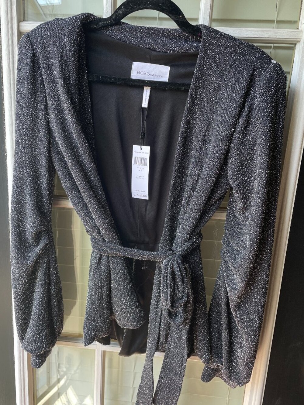 BCBGeneration Black Long Sleeve Blazer Black Sparkly Top-NWT